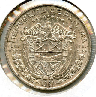 1961 Panama Silver Coin 1/10 Balboa - Un Decimo - CA698