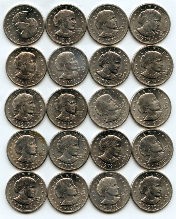 1979-S Susan B Anthony $1 Dollars 20-Coin Roll AU / Unc San Francisco Mint B297