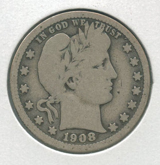 1908-D Silver Barber Quarter 25c Denver Mint - KR162