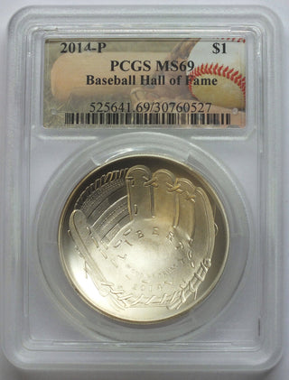2014-P Baseball Hall of Fame Silver Dollar PCGS MS69 Certified Philadelphia B537