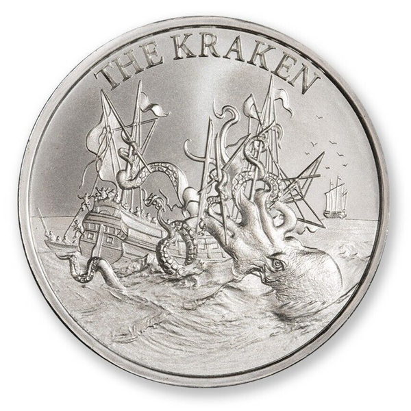 The Kraken Squid Cryptozoology Folklore 1 Oz 999 Fine Silver Round Medal - JN718
