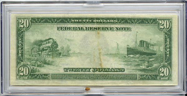 1914 $20 Federal Reserve Note Large Currency 7-G Bank of Chicago Illinois - B501