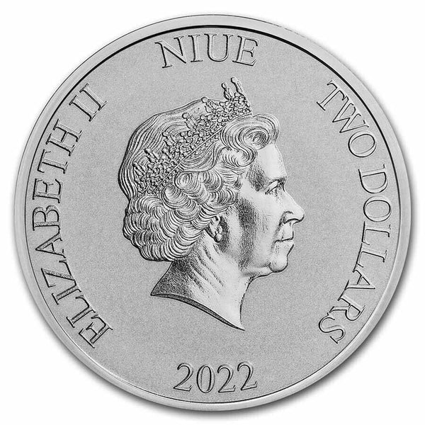 2022 Lady & The Tramp Disney 1 Oz 999 Fine Silver Niue $2 Coin BU JN605