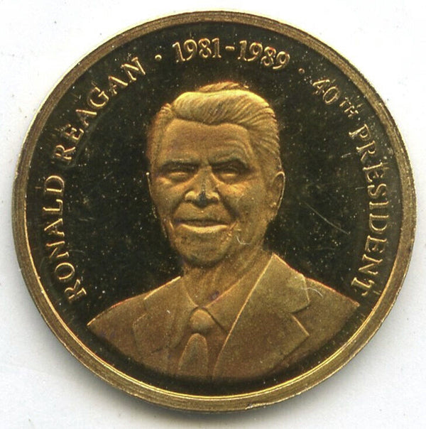Ronald Reagan 14k Gold Mini Medal Round - Greatest American Presidents - E881