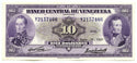 1959 Venezuela Currency Note 10 Diez Bolivares Banknote Sucre Caracas - A396