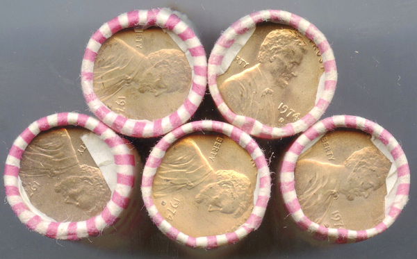1974-D Lincoln Memorial Cent Penny 50 Roll Uncirculated 1 Cent Lot of 5 -DM753