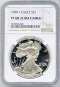1999-P American Eagle 1 oz Silver Dollar NGC PF68 Ultra Cameo Certified DN110