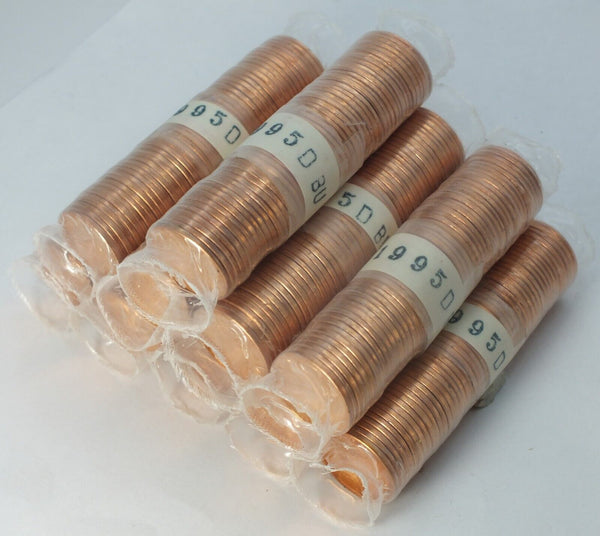 Lot of 10 1995-D Lincoln Memorial Cents 10C Rolls 500 Coins Uncirculated LH148