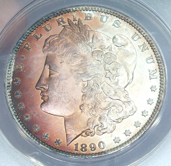 1890 Morgan Silver Dollar ANACS MS63 Toning Toned $1 Philadelphia Mint - A942