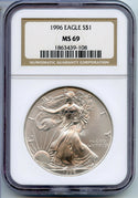 1996 American Eagle 1 oz Fine Silver Dollar NGC MS69 Certified Bullion - BT112