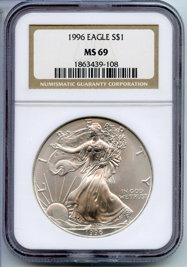1996 American Eagle 1 oz Fine Silver Dollar NGC MS69 Certified Bullion - BT112