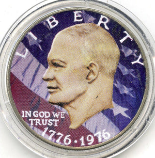 1776 - 1976 Eisenhower Bicentennial Dollar - Colorized Painted Color Coin - H178