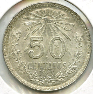 1945 Mexico Silver Coin 50 Centavos - Estados Unidos Mexicanos - G715