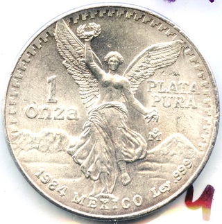 1984 Mexico Libertad 999 Silver 1 oz Coin Plata Pura Onza Mexican Bullion DM875
