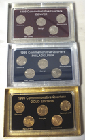 1999 State Quarters (3) Coin Sets - Philadelphia Denver Gold-plated - B484