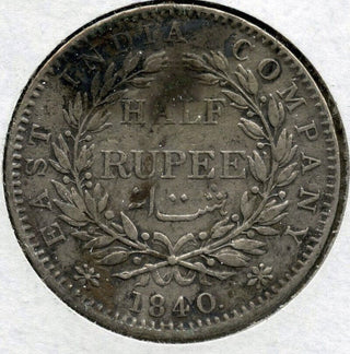 1840 East India Company Coin Half Rupee - Queen Victoria - G350