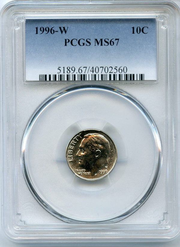1996-W Roosevelt Dime PCGS MS67 Certified - West Point Mint - JK720