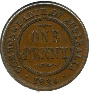 1936 Australia Coin One Penny - King George V - BT583