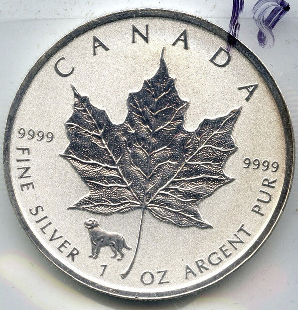 2018 Canada $5 Maple Leaf 9999 Fine Silver 1 oz Coin - Dog Privy - DM572