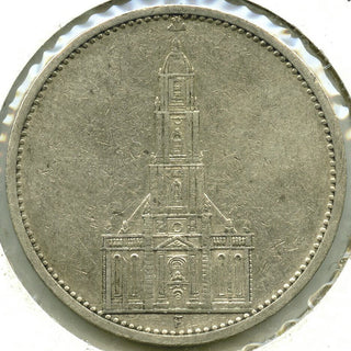 1934 German Potsdam Church Third Reich 5 Mark Silver Coin -DM255