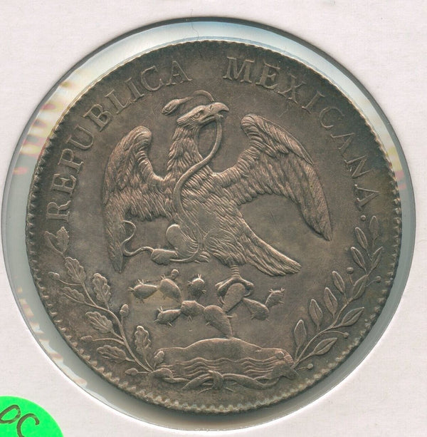 1890 Zs Mexico 8 Reales Silver Coin Zacatecas Mint Cap & Rays - ER320
