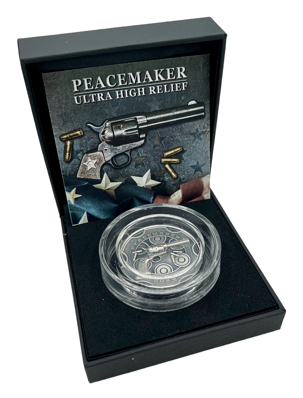 2024 Peacemaker Revolver 1 Oz 999 Silver UHR Antiqued 2000 Francs Cameroon JP671