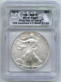 2013 American Eagle 1 oz Silver Dollar ICG MS70 Certified First Day Issue - A359