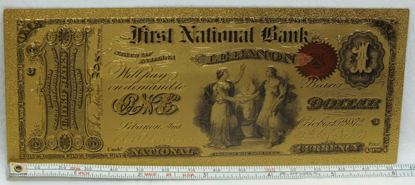 1875 Original Lebanon $1 National Currency Novelty 24K Gold Plated Note 6