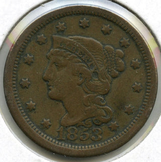1853 Braided Hair Large Cent Penny - E651