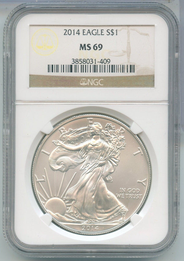 2014 NGC MS 69 American Silver Eagle 1 oz 999 Silver Dollar - ER886