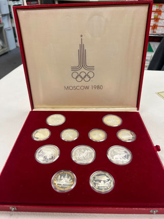 1980 USSR Moscow Olympics Proof Silver 28 Coin Set In Box COA -ER222
