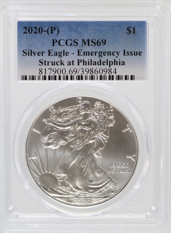 2020-(P) Emergency American Silver Eagle PCGS MS69 Philadelphia 1 oz Coin JJ486