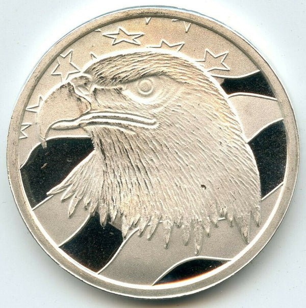 I Pledge Allegiance USA Bald Eagle Flag 999 Silver 1 oz Art Medal Round - BX920
