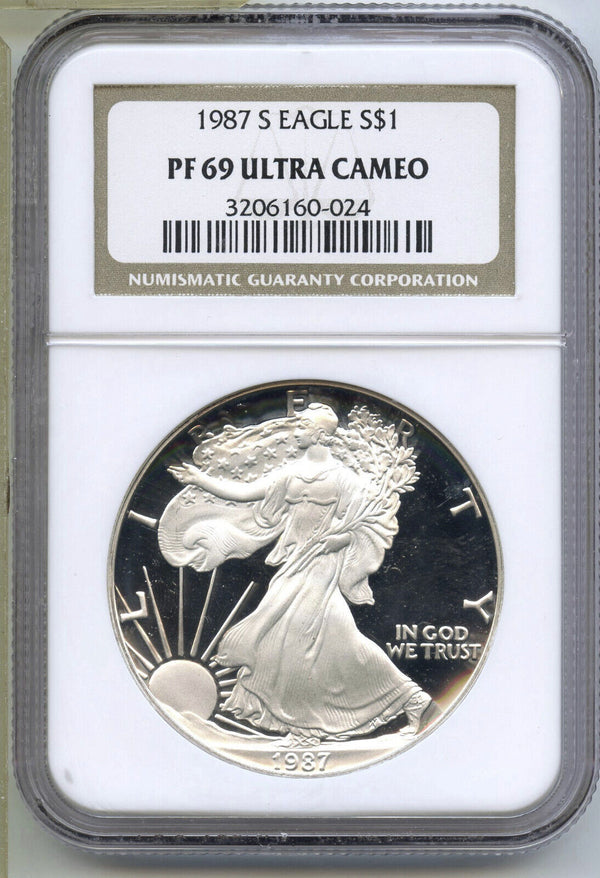 1987-S American Eagle 1 oz Proof Silver Dollar NGC PF69 Ultra Cameo - B733