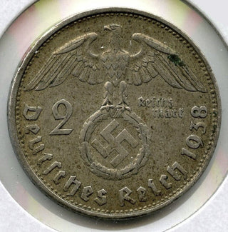 1938 Germany 2 Reichs Mark Coin - Deutsches Reich - Paul Von Hindenburg - G355