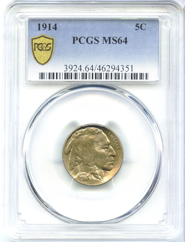 1914-P Indian Head Buffalo Nickel PCGS MS64 Certified -5 Cents- DM456