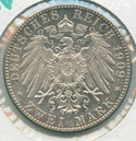 1909- Germany Saxony 500th Anniversary Leipzig Univ Silver 2 Mark Coin  -KR577