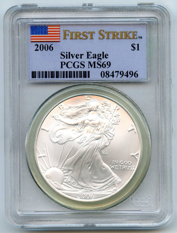 2006 American Eagle 1 oz Silver Dollar PCGS MS69 First Strike - CC108