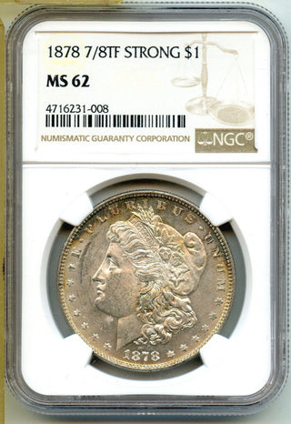 1887 7/8 TF Strong Morgan Silver Dollar NGC MS64 Certified Toning Toned - A117