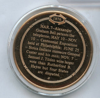 Telephone Demonstrated at Centennial Bronze Proof Medal Franklin Round - JL100