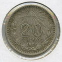 1907 Mexico 20 Centavos Silver Coin - DN156