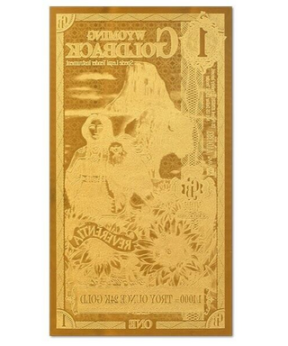 1 Wyoming Goldback 24KT 1/1000th Oz 999 Gold Foil Note Currency Bullion