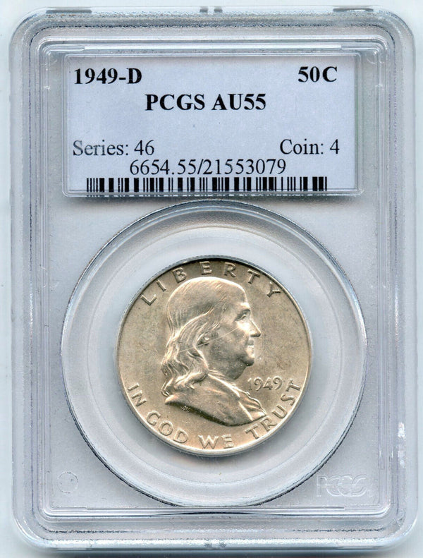 1949-D Franklin Silver Half Dollar PCGS AU55 Certified - Denver Mint - A292
