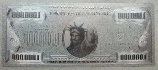 2001 Lady Liberty $1,000,000 Note Novelty Platinum Foil Plated Bill - LG654