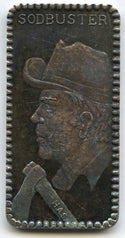 Sodbuster Alvin Sharpe 999 Silver 1 oz Art Bar ingot Medal Hamilton Mint - A644
