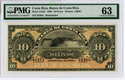 1899 Costa Rica 10 Diez Pesos PMG 63 P-S164r Banknote Currency - JP097