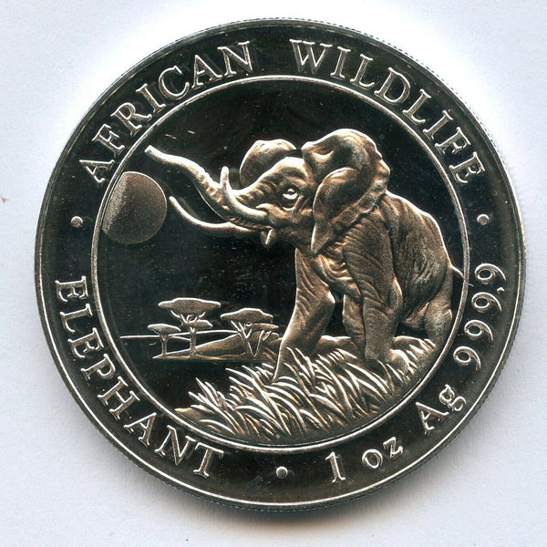 2016 African Elephant 999 Silver 1 oz Somalia Somali Coin 100 Shillings - JN404