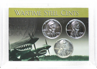 1943 Lincoln Steel Cent Penny Set PDS Mint WW2 Warhawk Fighter Plane World War