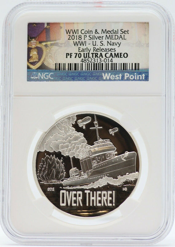 2018 P United States WWI Navy Silver Medal NGC PF70 Ultra Cameo - US Mint JC876