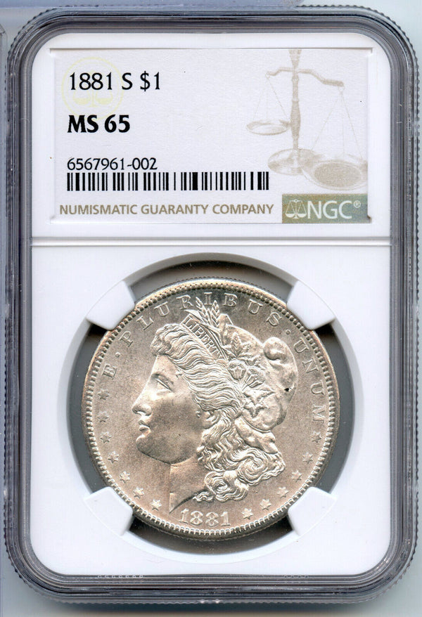 1881-S Morgan Silver Dollar NGC MS65 Certified - San Francisco Mint - CC200